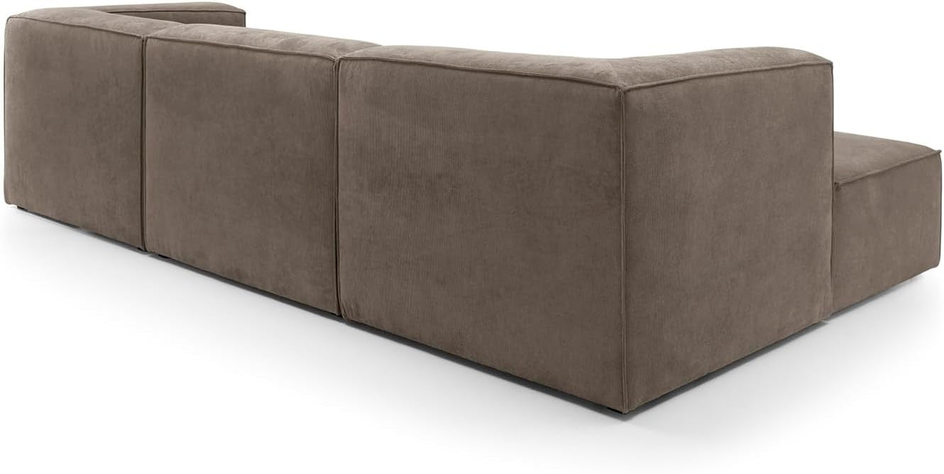 Brown Corner Sofa 4 Seater | L Shaped Chenille Couch | Reversible Modular