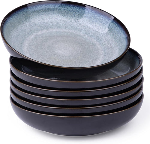 6x Large Pasta Bowls 22cm Scratch Resistant Stoneware Soup Noodle Bowls