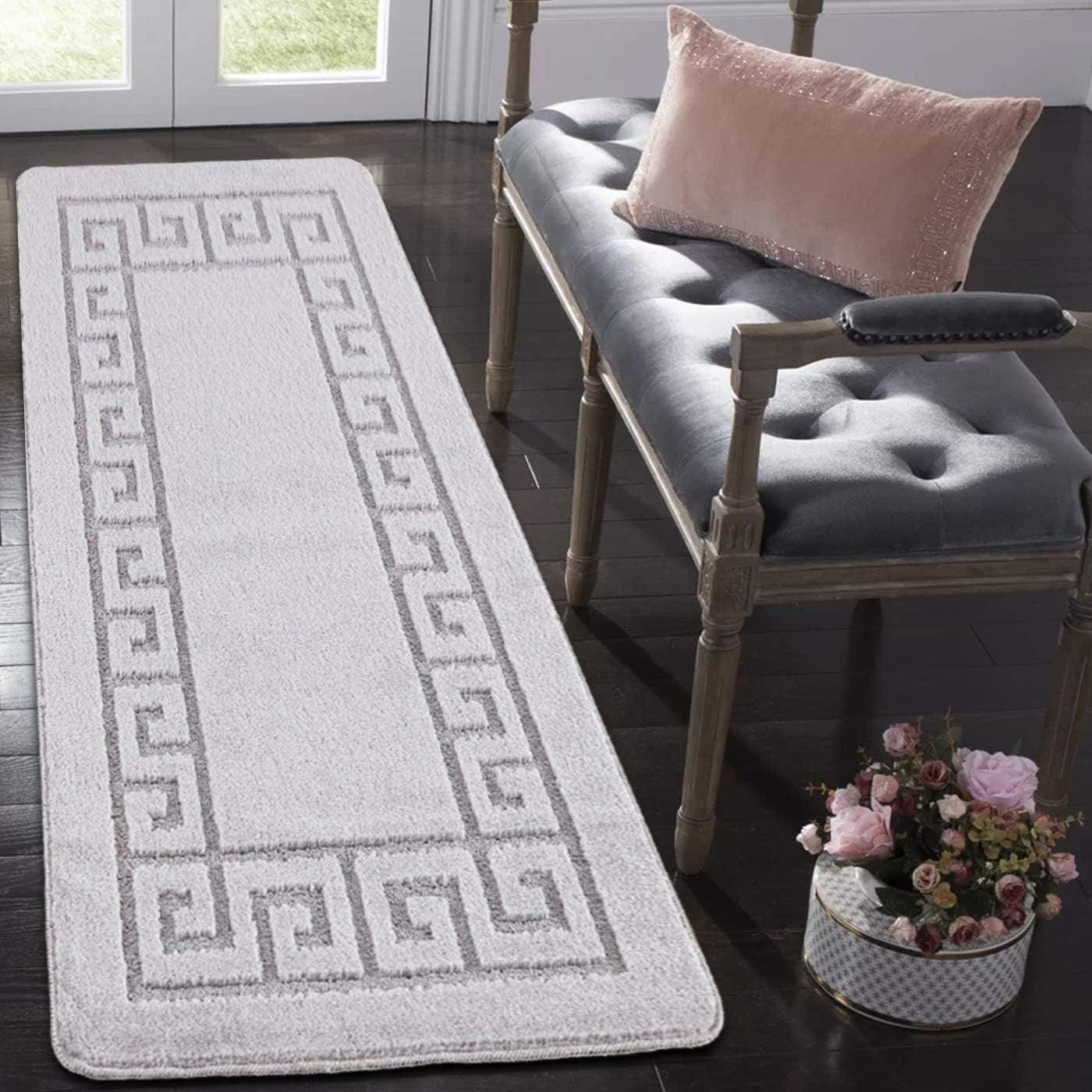 Silver Entrance Door Mat 40x60cm Waterproof Gel Back Heavy Duty Floor Rug