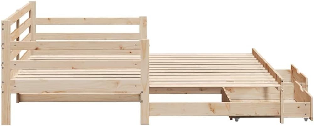 Solid Pinewood Home & Garden Daybed with Trundle & Drawers 80x200 cm