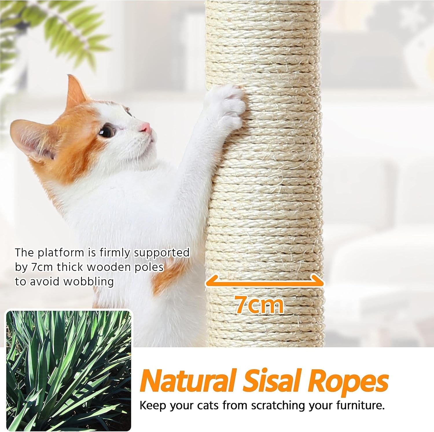 200cm Tall Cat Tree Tower Multi Level Condo Scratching Posts Light Grey