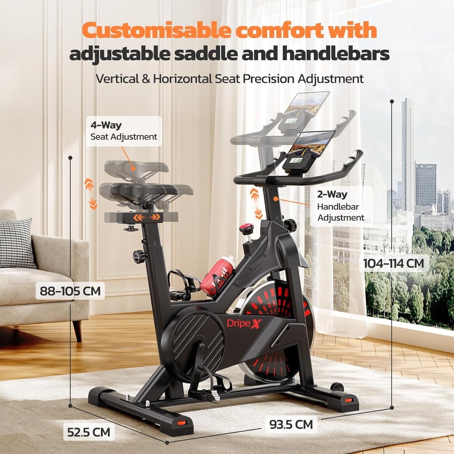 Quiet Magnetic Exercise Bike for Home w/ LCD Display, Adjustable Seat & Holder