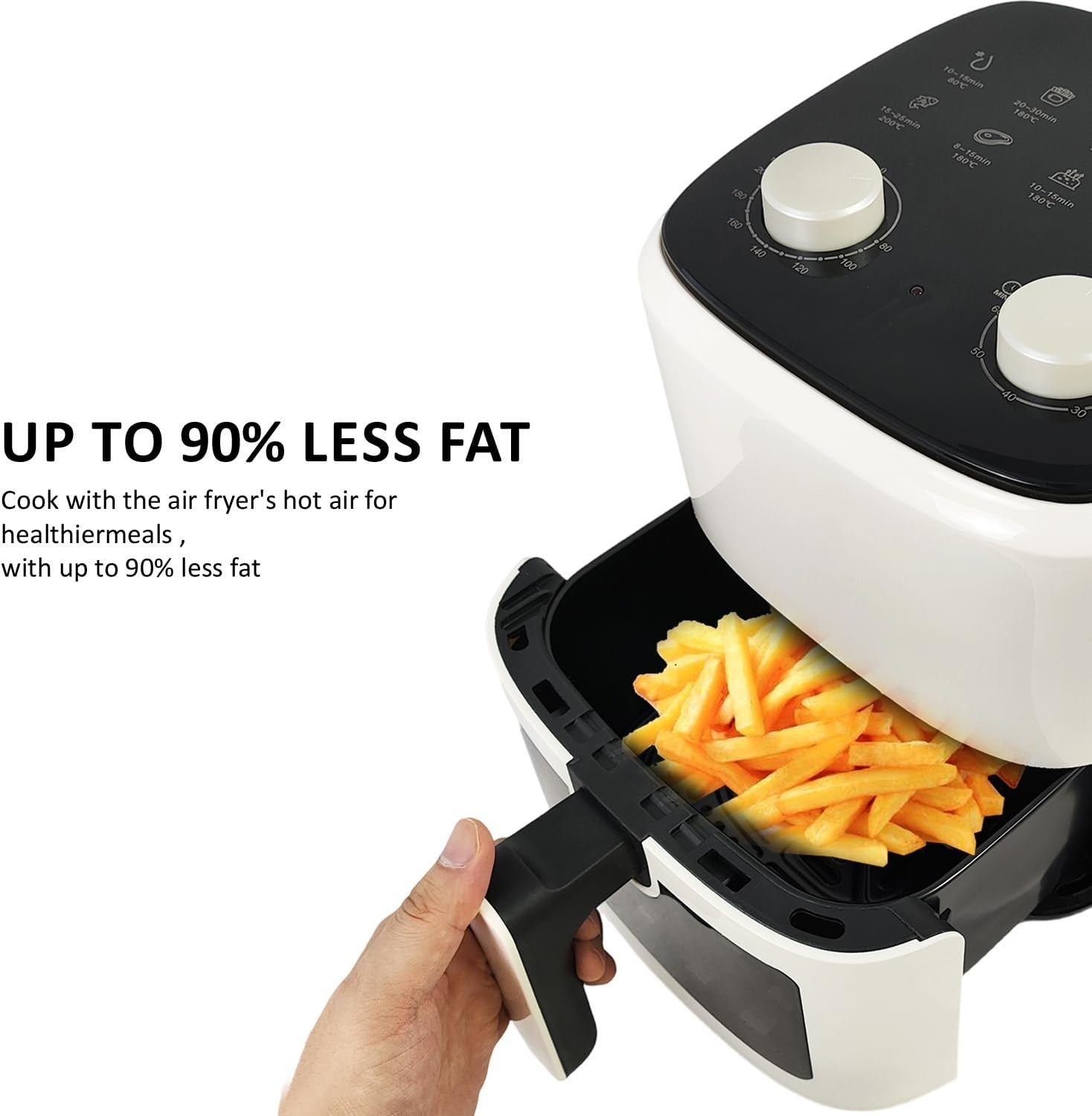 5.5L Air Fryer No Oil Dial Control 1350W Nonstick Roast Bake Dehydrate