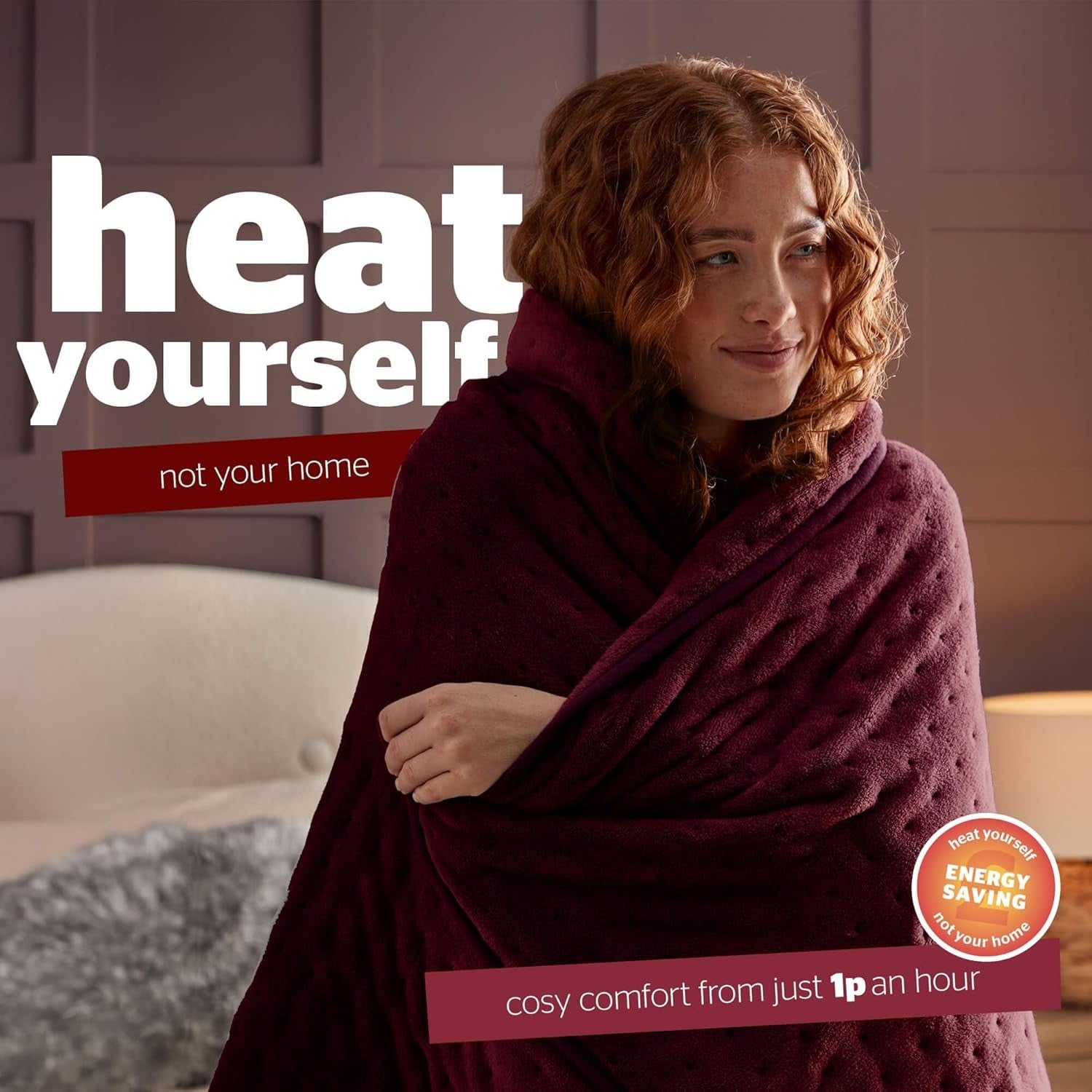 Electric Heated Throw Blanket 9 Heat Settings Fast Heat Washable 120x160cm