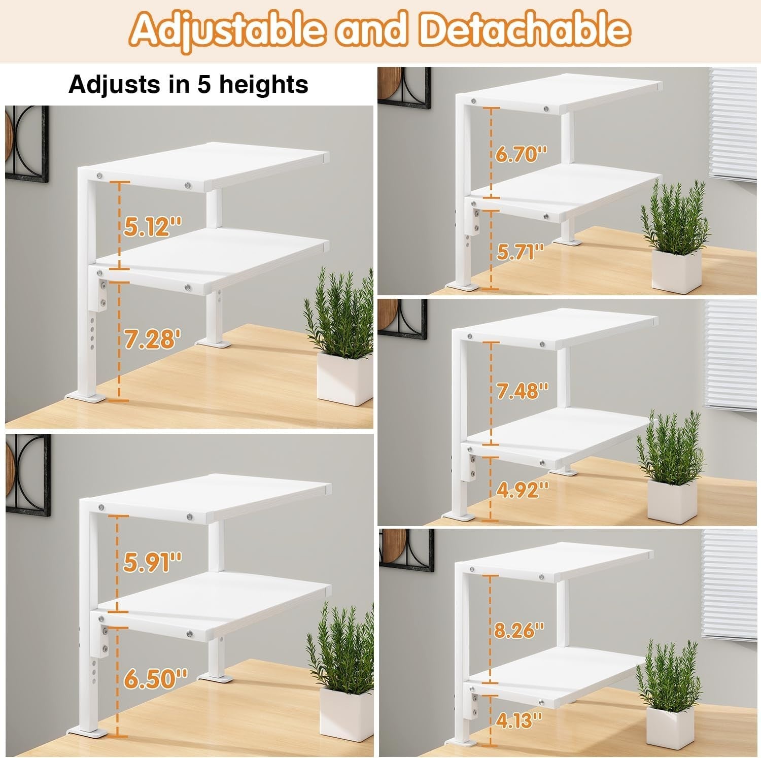 Clamp-On 2-Tier Adjustable Desk Shelf Organizer Rustic Brown 33cm