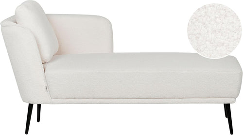 Boucle Chaise Lounge Sofa Left-Hand | Retro Style Off-White Compact Seat
