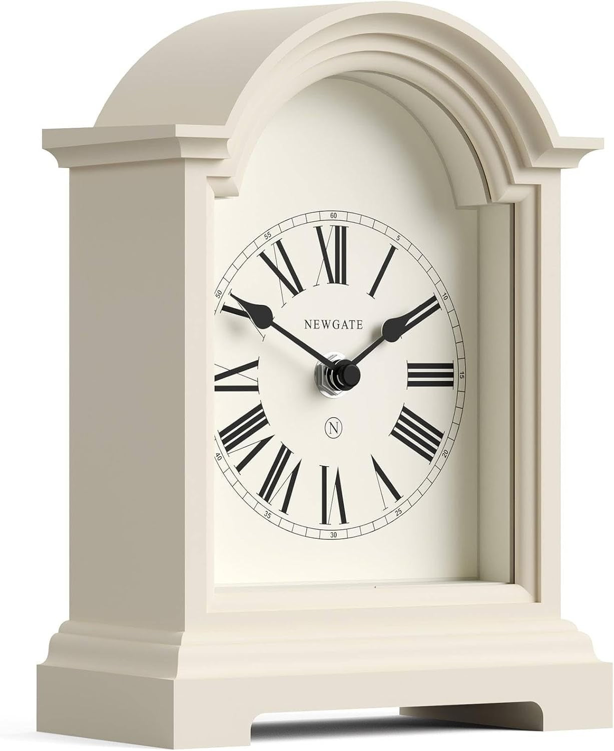 Mantel Clock Classic Arch Roman Numerals Silent Desk Shelf Vanilla Cream