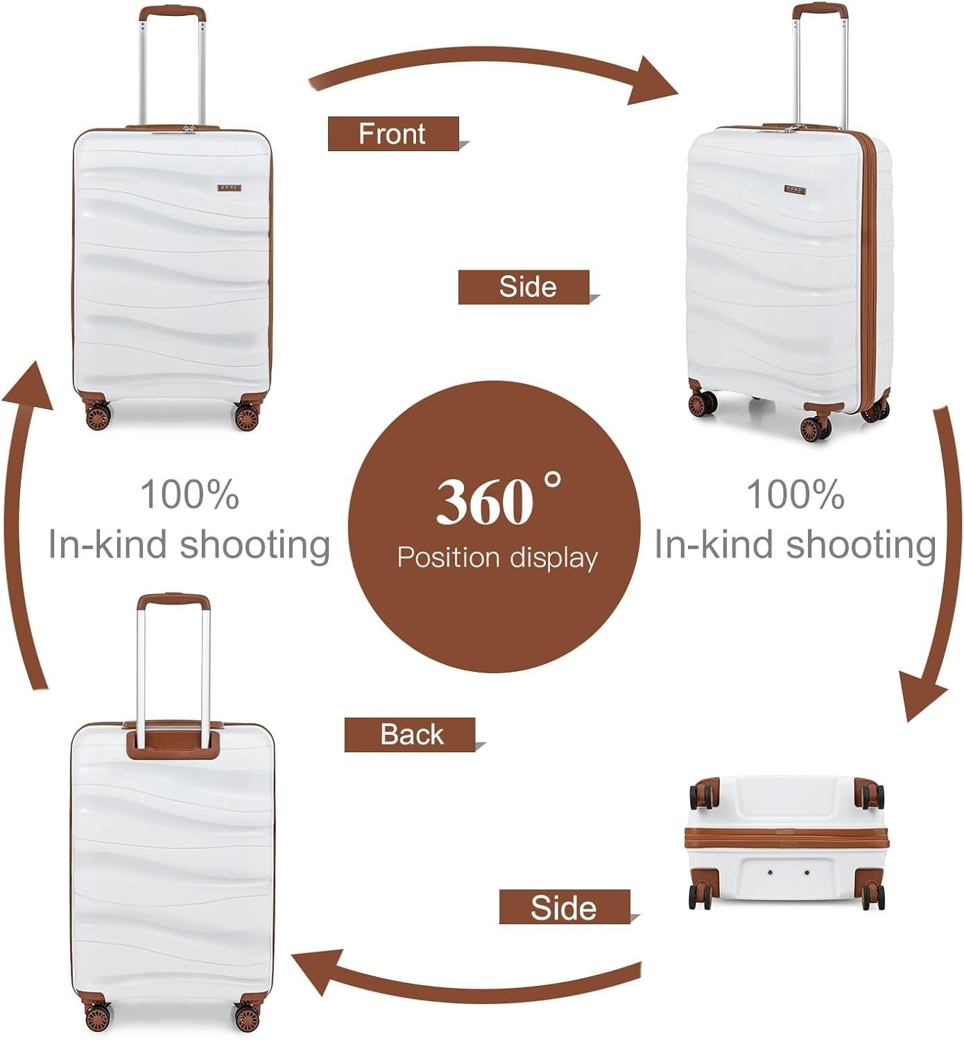 24in Medium Check In Luggage Polypropylene Lightweight Hard Shell TSA Spinner