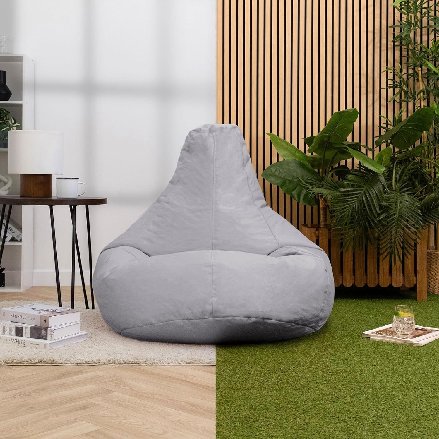 Grey Gaming Bean Bag Chair | Waterproof Recliner Seat Indoor Outdoor Use