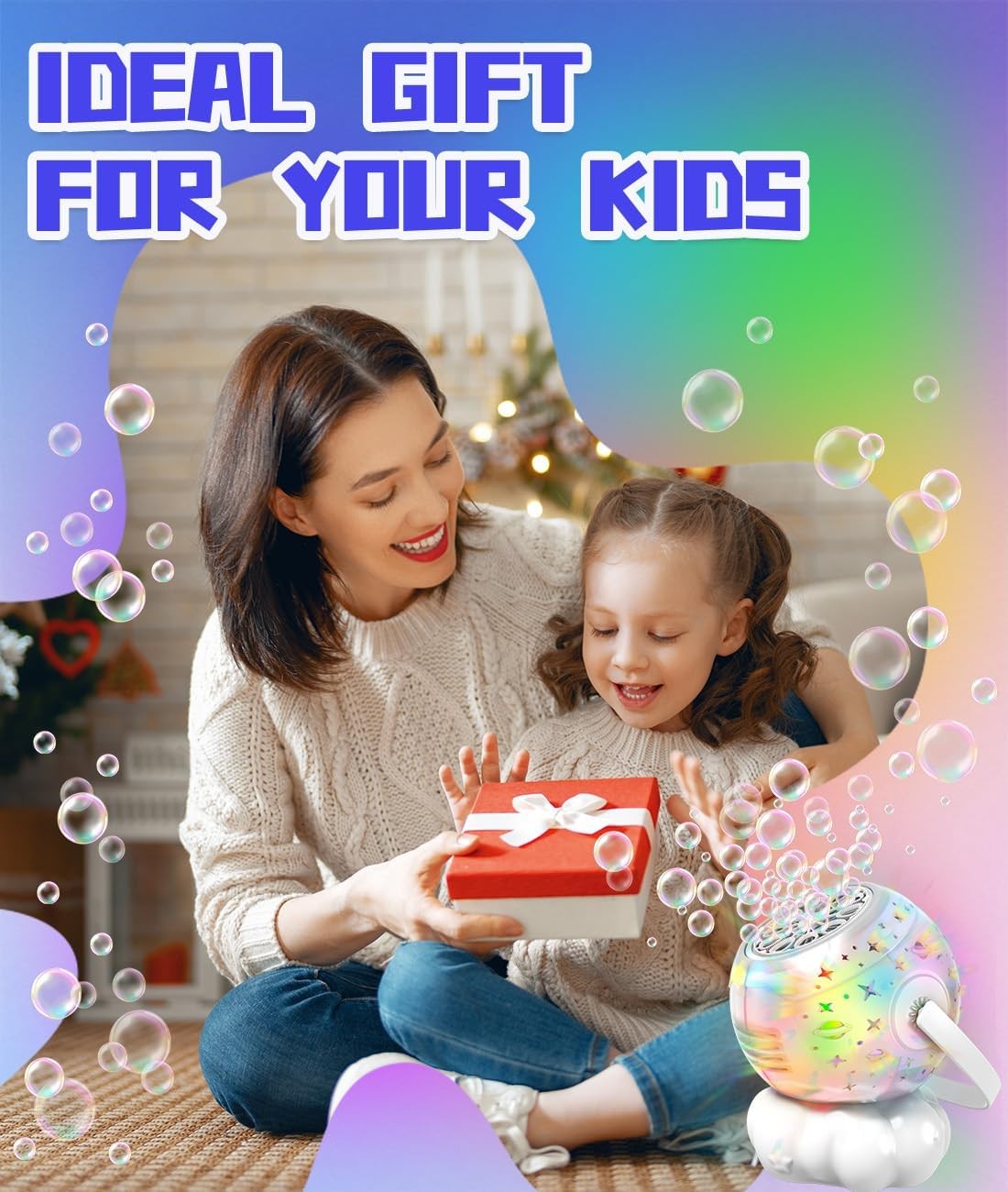 Bubble Machine 600ml Large Bubble Maker LED Light Toy