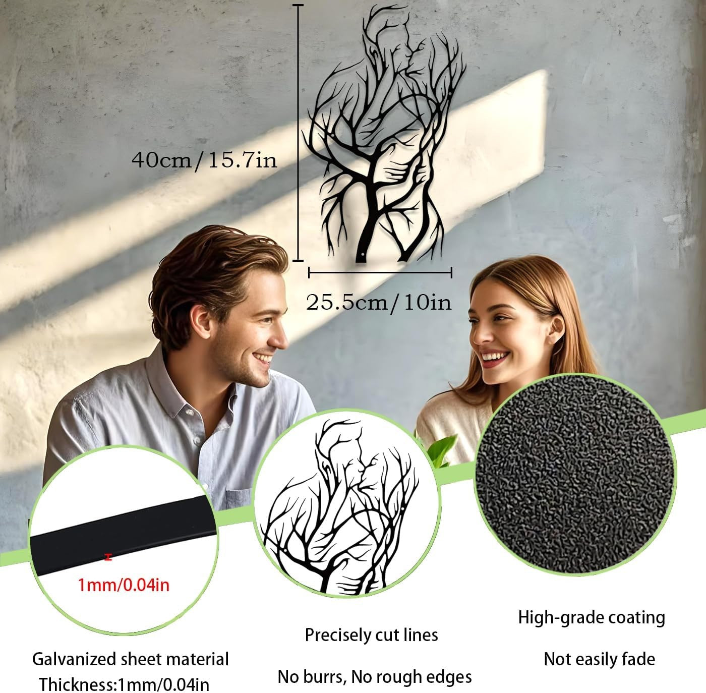 Metal Couple Tree of Life Wall Art Black Romantic
