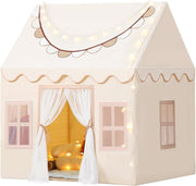 Kids Indoor Play Tent w Lights Banners Windows Large Toddler Playhouse
