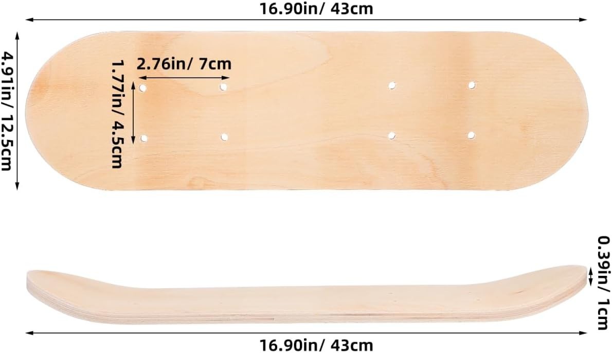Kids Blank Skateboard Deck 43cm Maple DIY Art Painting Toy