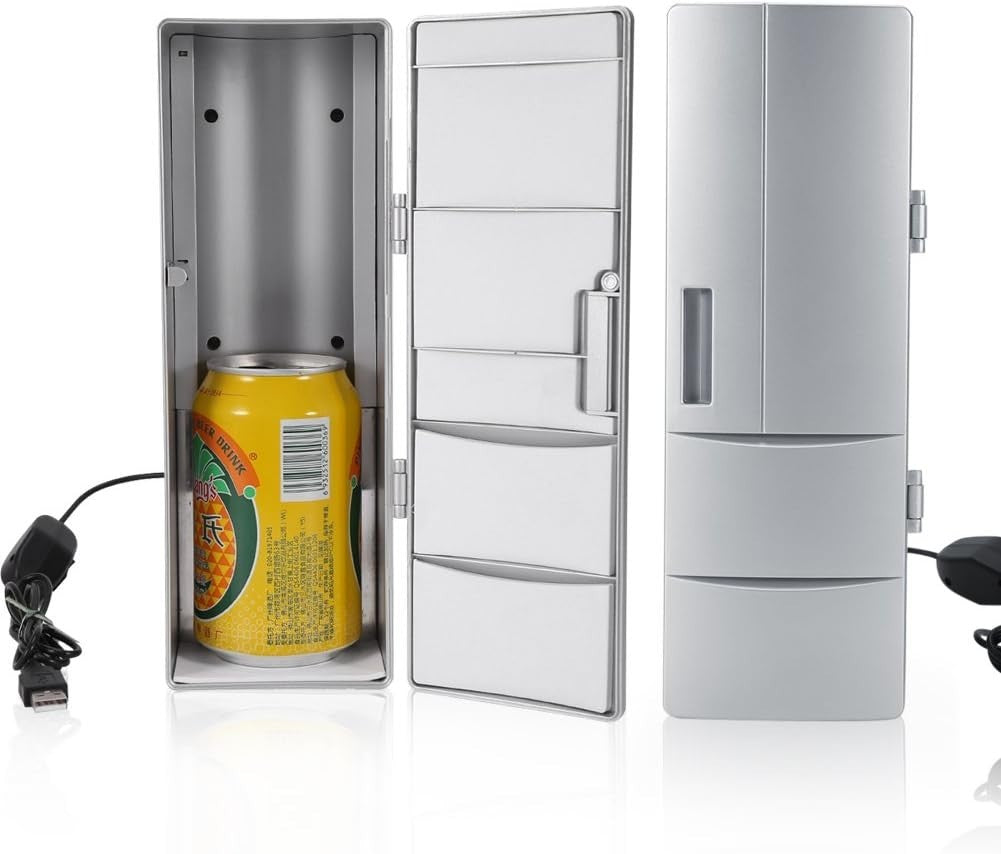 1L Mini USB Fridge Silver Portable Cooler & Warmer PC Car Desk