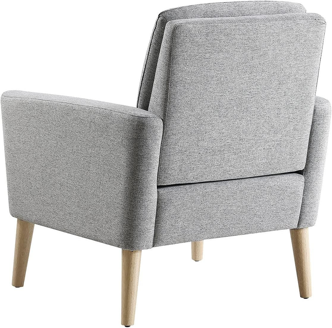 Grey Linen Accent Armchair Comfy Lounge Chair for Bedroom Office Home