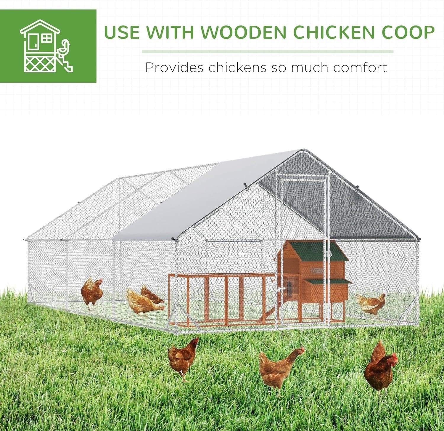 Extra Large Walk In Chicken Run Galvanised Outdoor Enclosure 12–18 Hens