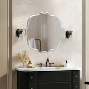 Irregular Wall Mirror 80x80cm Frameless Curved Glass for Bathroom Hallway