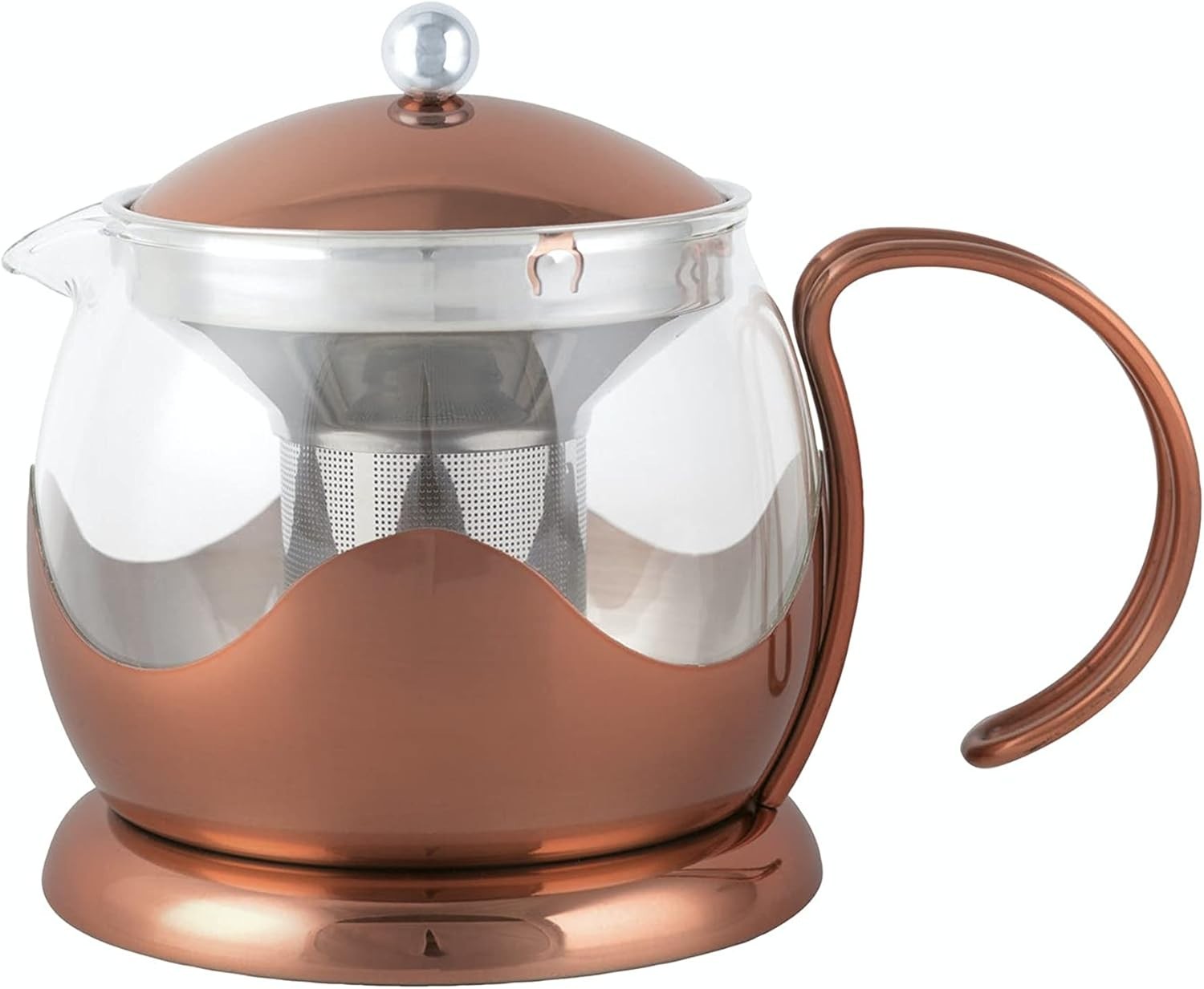 Glass Teapot 660ml with Infuser Copper Loose Leaf Tea Pot 2 Cup