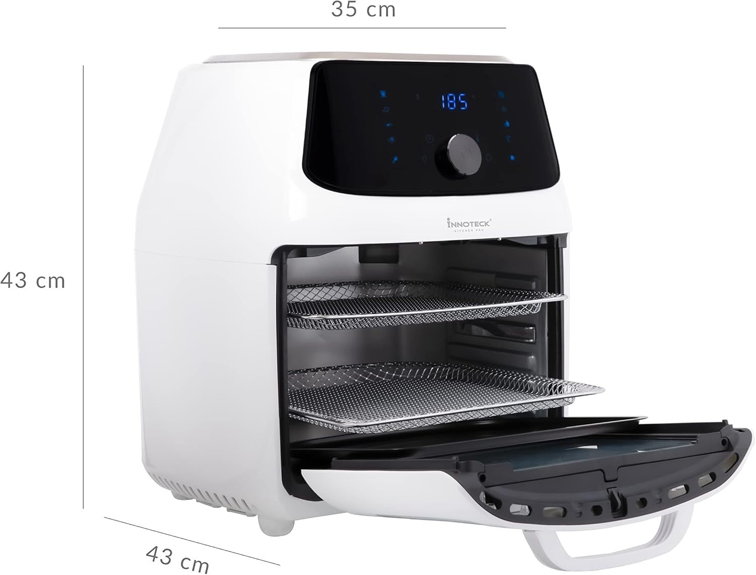 16L Air Fryer Oven Rotisserie 1800W 10 Presets Touchscreen Window white