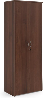Walnut Storage Cupboard 2 Door Tall Lockable Cabinet with 5 Shelves 214cm