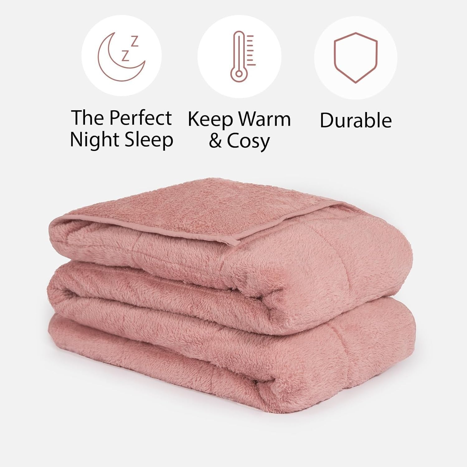 Teddy Fleece Weighted Blanket Blush Pink 6kg 125x180cm Calming Comfort