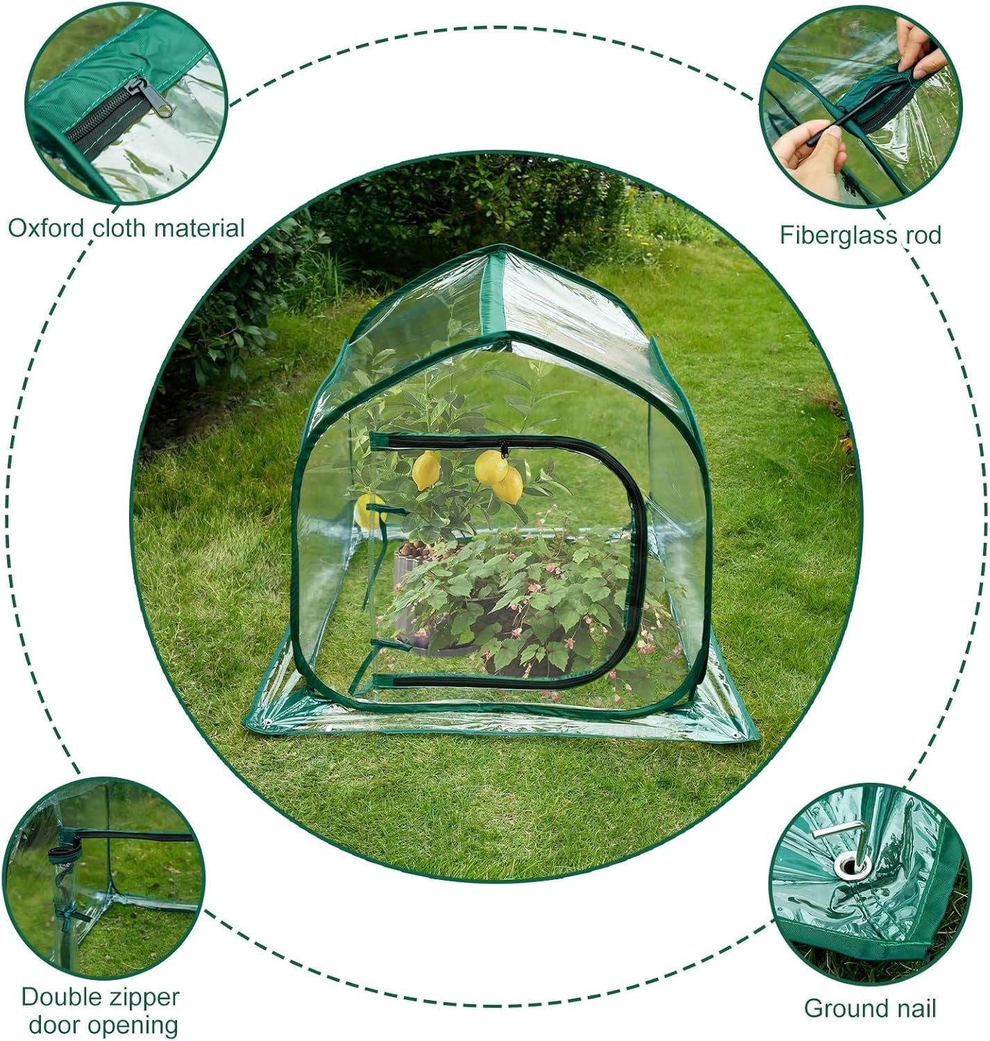Mini Foldable PVC Greenhouse Tent 80x80x80cm Pop-Up Plant Cover Outdoor