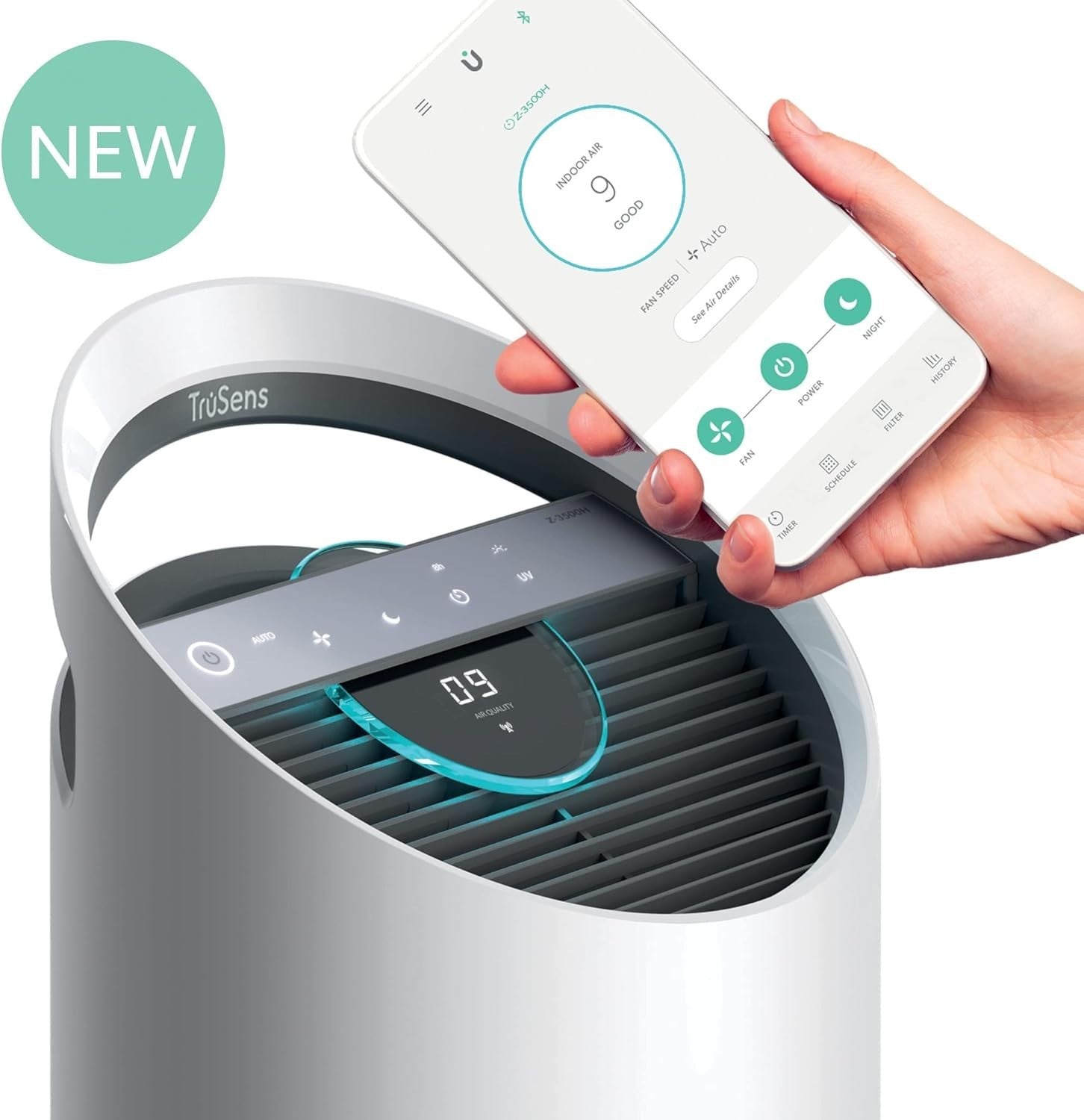 Smart Air Purifier H13 HEPA UV-C Alexa App Sensor Large Room 60m²