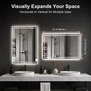LED Bathroom Mirror 70x90cm Touch Sensor Demister Anti-Fog Waterproof