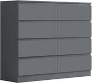8 Drawer Chest Modern Bedroom Storage Unit Dark Grey Matt Finish XL