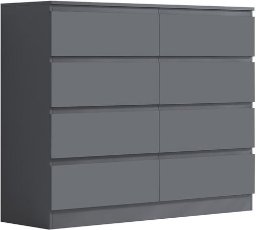 8 Drawer Chest Modern Bedroom Storage Unit Dark Grey Matt Finish XL