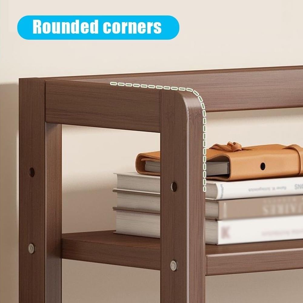 Adjustable Bamboo Desktop Bookshelf 2-Tier Desk Hutch Organizer Rack 52cm