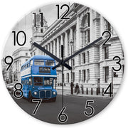16" London Wall Clock Grey Silent Round Glass Modern Home Decor