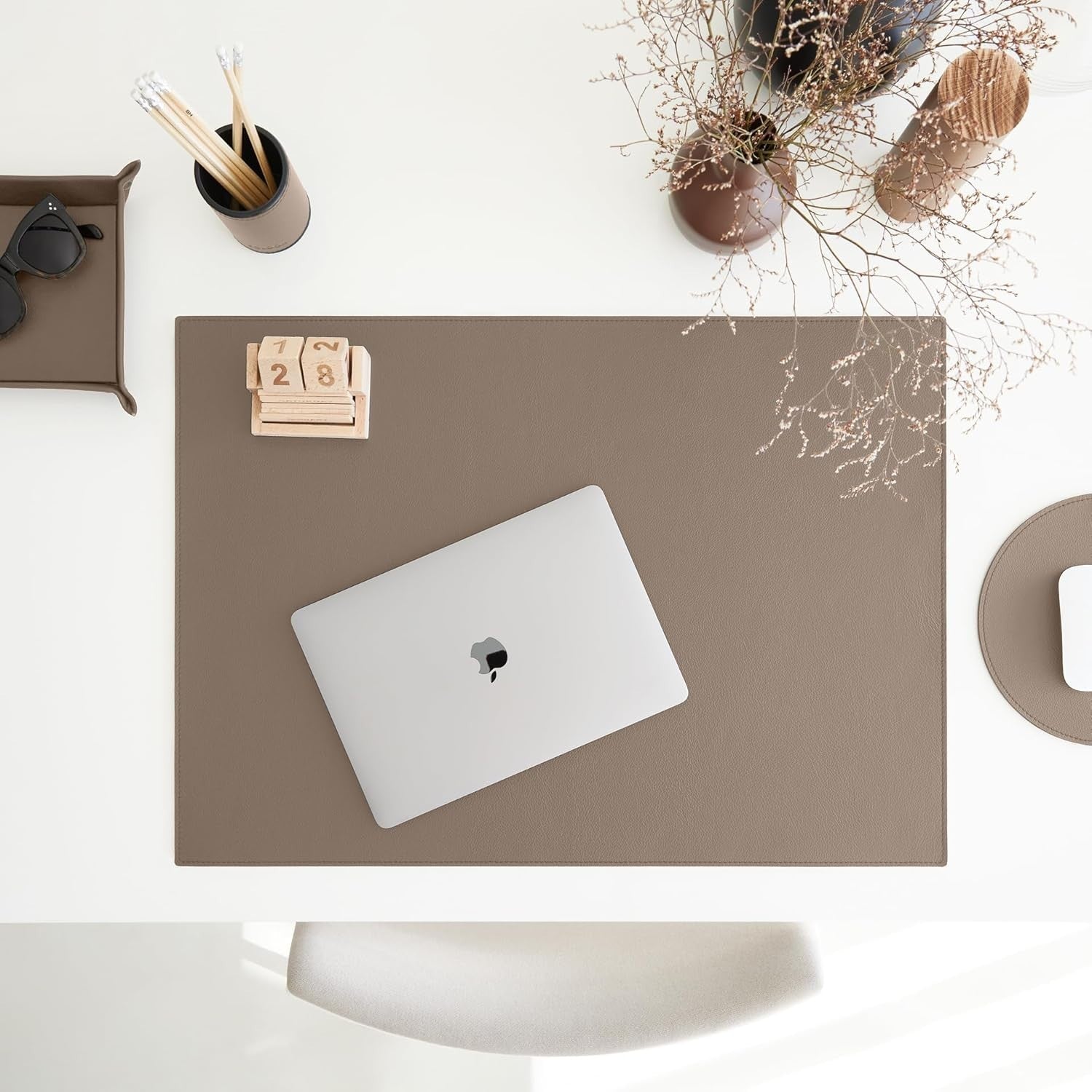 Leather Valet Tray Taupe Grey – Desk Organiser for Keys, Coins & Jewellery