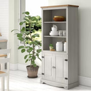 Grey Tall Kitchen Cupboard 180cm Pantry Storage Cabinet 2-Door Sideboard