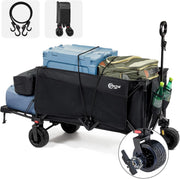 Black 300L Heavy Duty Festival Trolley Folding Wagon w/ Tailgate & Wide Wheels