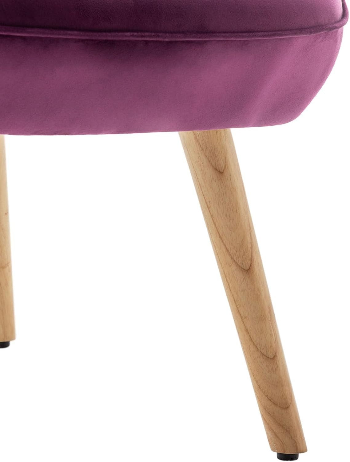 Purple Velvet Armchair with Footstool, Comfy Reading Lounge Chair Set