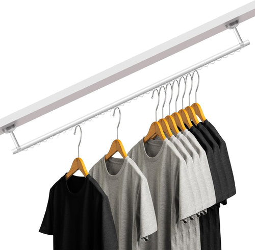 Wall Mounted Closet Rail White Hanging Clothes Rod
