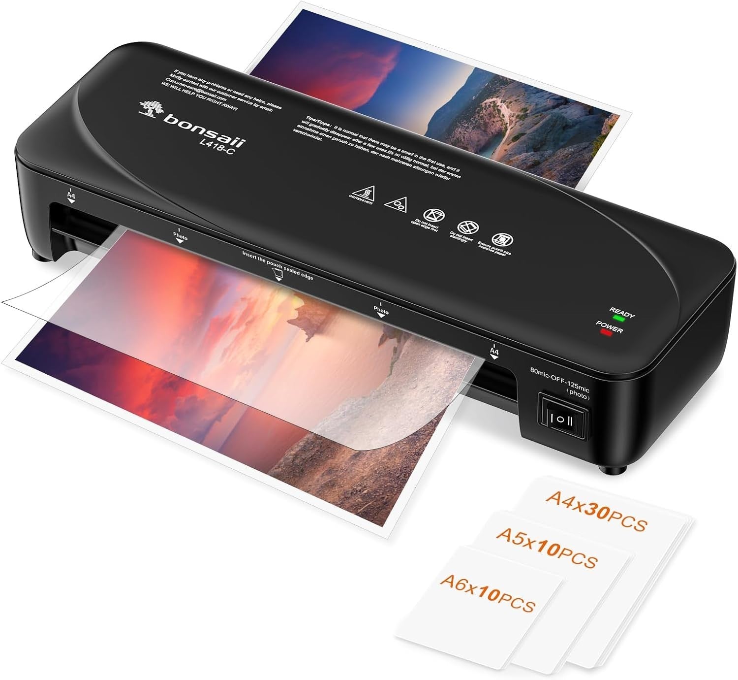 A4 Laminator Machine Set Never Jam Dual Heat Fast + 50 Pouches
