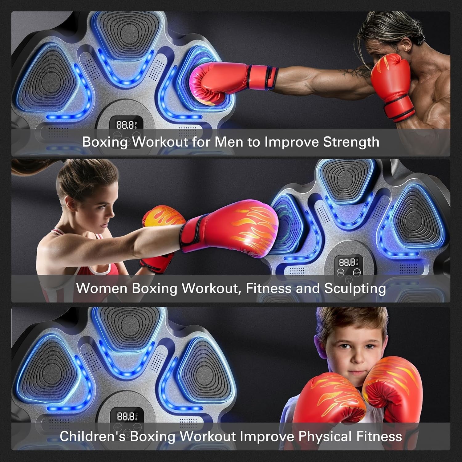 Music Boxing Machine LED Punch Trainer Bluetooth Mounted