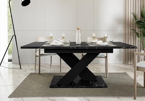 Modern Extendable Dining Table High Gloss Space-Saving Rectangular 140–180cm