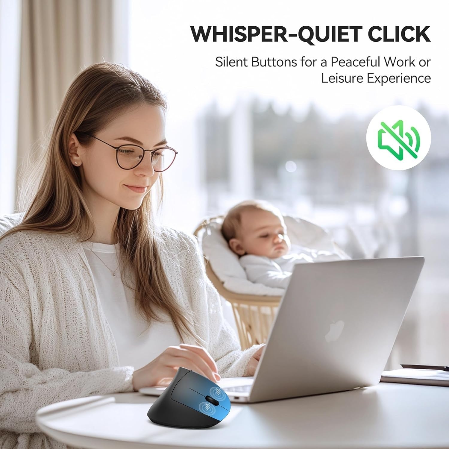 Vertical Ergonomic Wireless Mouse BT 5.0 USB-C Silent 6 Button