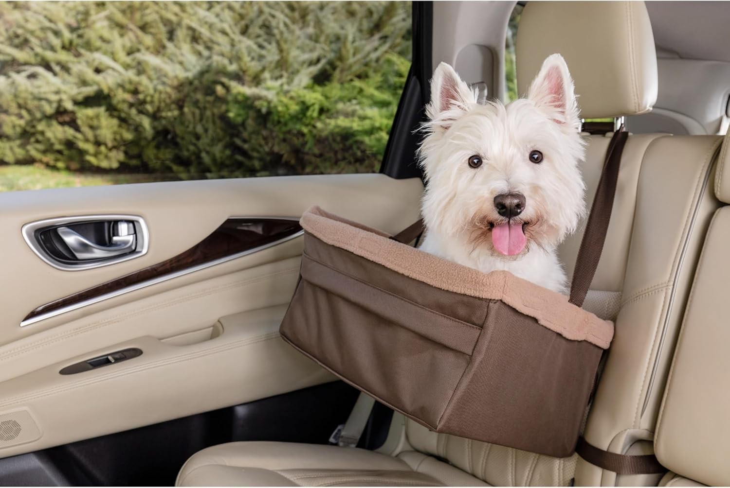 Dog Booster Car Seat Elevated Pet Travel Seat Washable Fleece Small