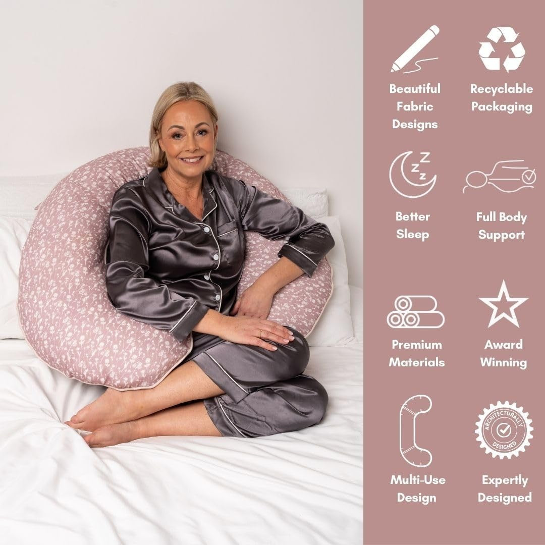 Pregnancy Pillow 5-in-1 Cooling Maternity Body Pillow Adjustable O-Shape Pink