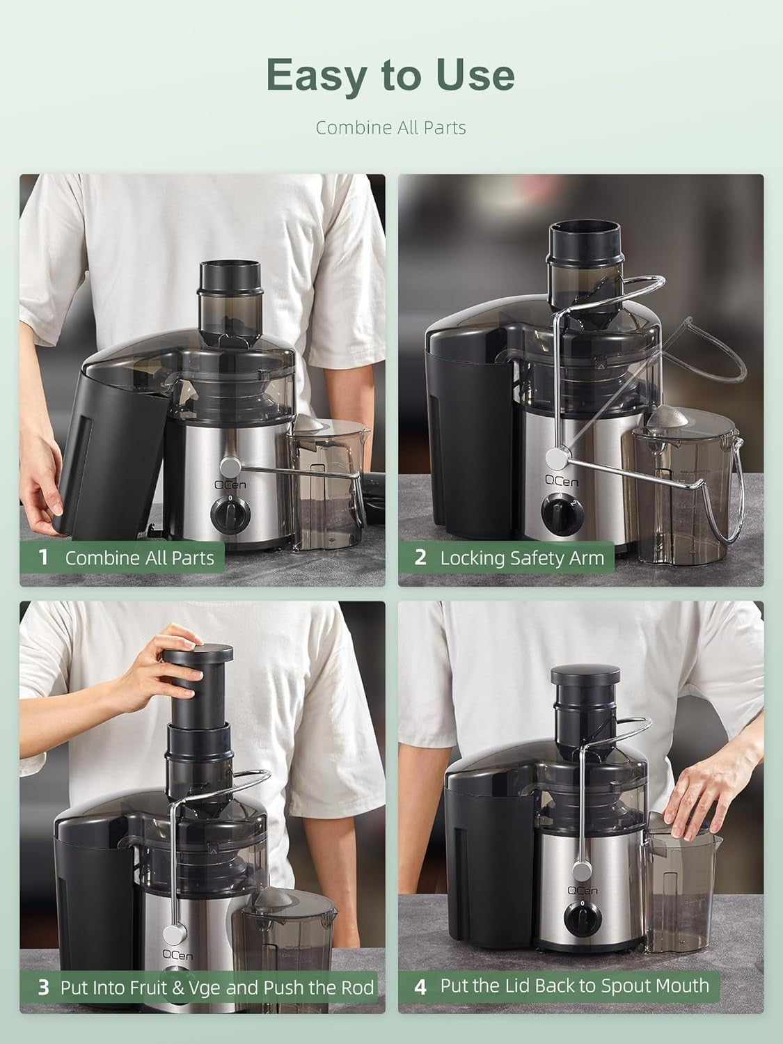 500W Centrifugal Juicer 3in Wide Mouth Dual Speed Stainless Steel