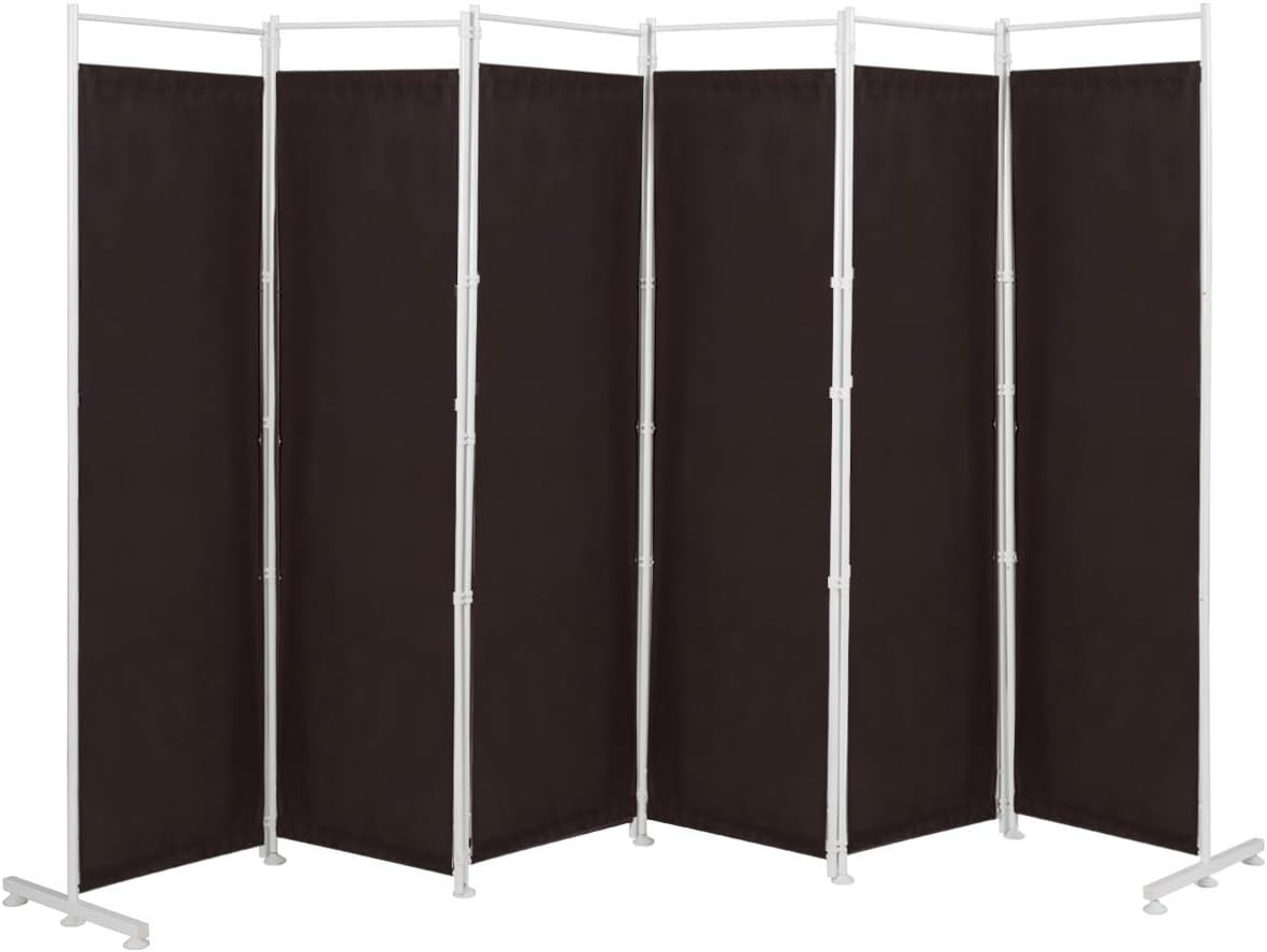 6 Panel Coffee Folding Room Divider Privacy Screen Freestanding Partition 180cm