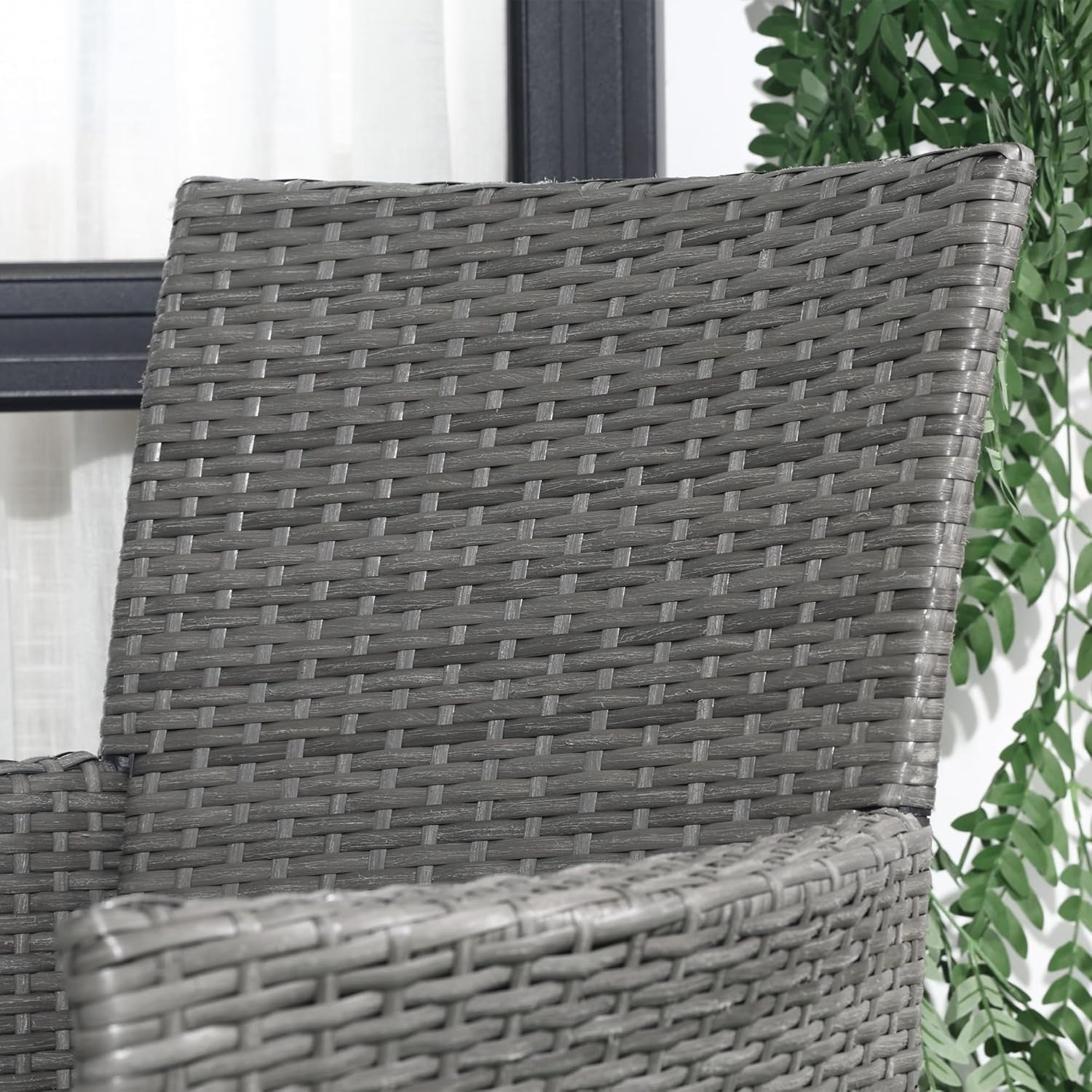 3 Piece Rattan Bistro Set Garden Chairs with Table Cushioned Balcony Set