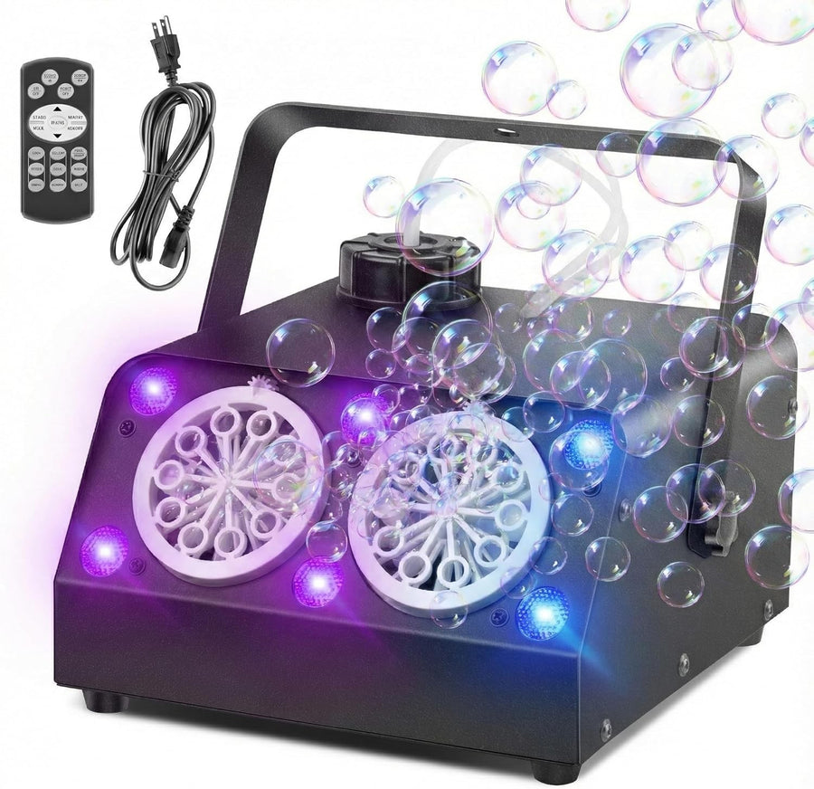 Bubble Machine Remote Timer RGB 100000 Bubble Dual Nozzle