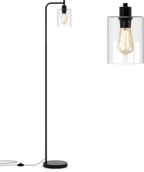 Industrial Floor Lamp Glass Shade Tall Standing Light Foot Switch E27