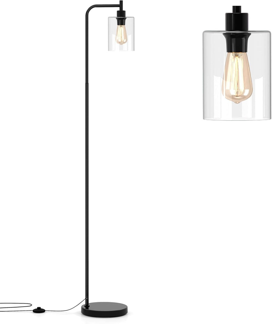 Industrial Floor Lamp Glass Shade Tall Standing Light Foot Switch E27