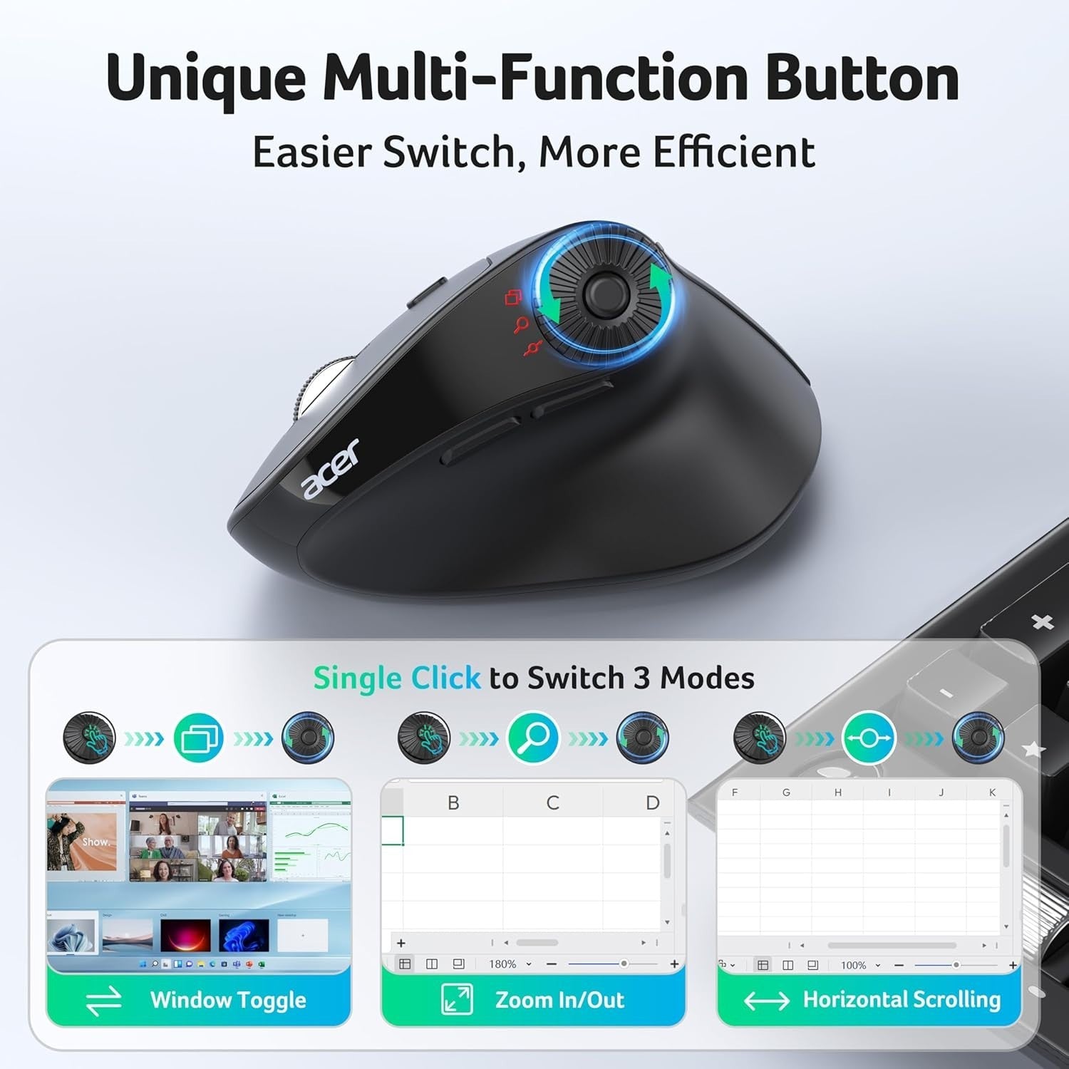 Vertical Ergonomic Wireless Mouse 4000 DPI Bluetooth 8 Buttons
